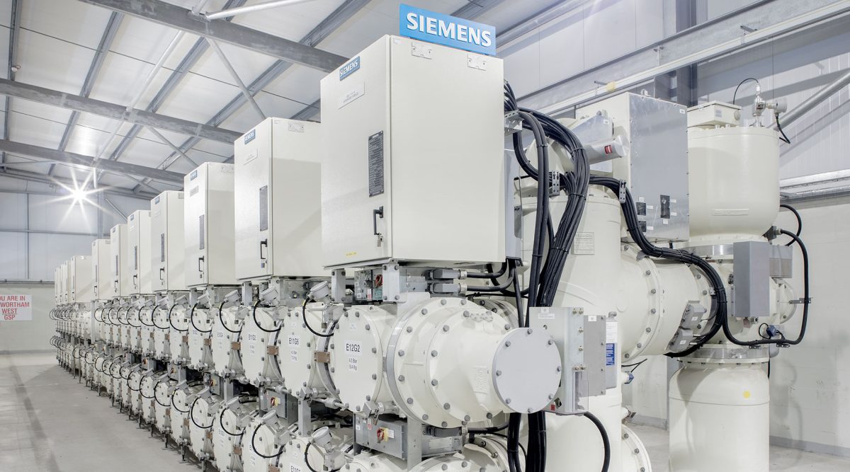 A row of electrical siemens terminals