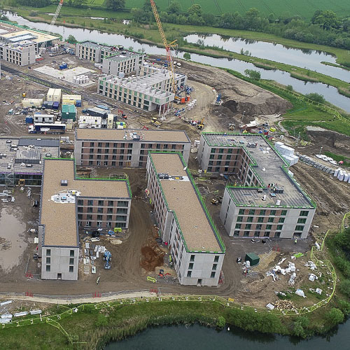 Aerial photo of York Student Accommodation under construction.